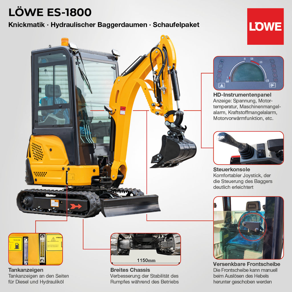 LÖWE ES-1800 – 1,8 Tonnen Minibagger mit Dieselmotor