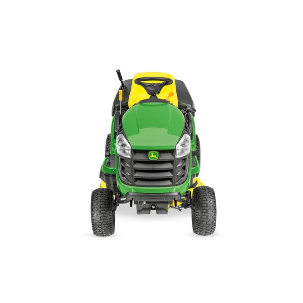 John Deere X116R mit Heckfangkorb