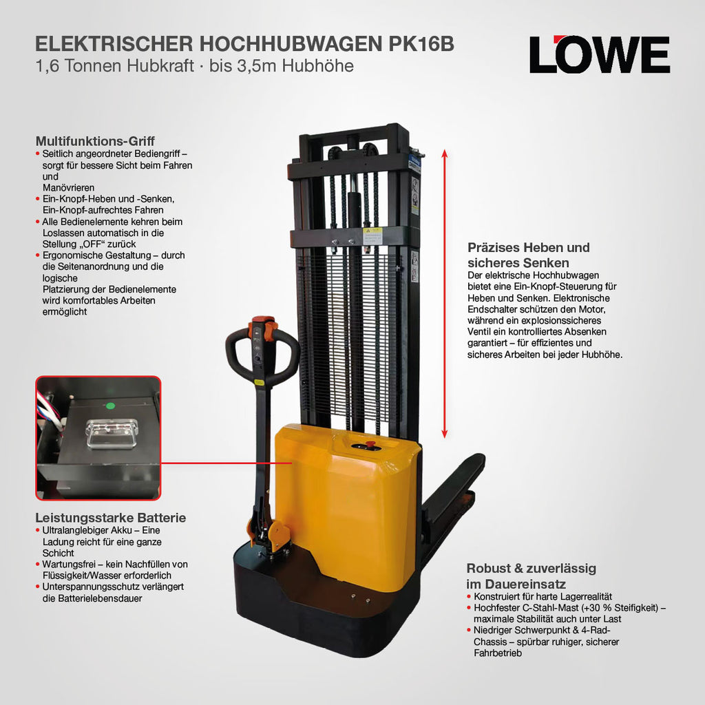 Kompakter elektrischer Hochhubwagen für vielseitige Hebe- und Transportarbeiten